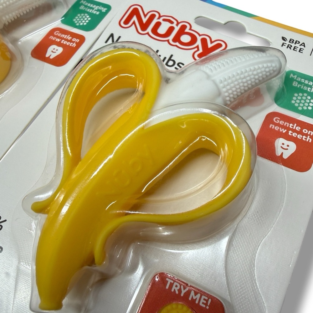2 Pk Nuby NanaNubs Banana Gum Massaging Teether Baby Teething Toy 3 Months & Up - Picture 7 of 7